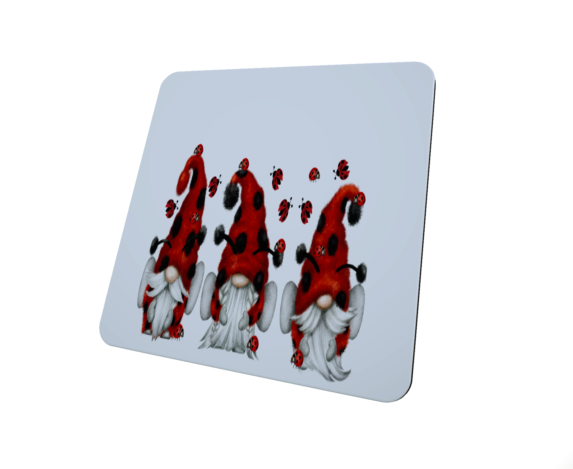 Ladybug Gnome Hardboard Coaster, Ladybird Coaster, Gonk Ladybird